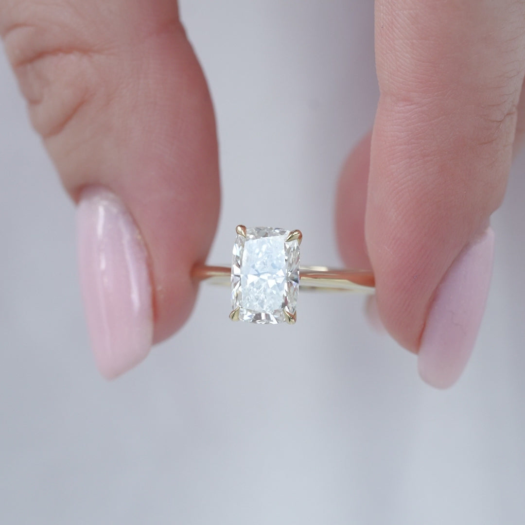 The Katelyn Set With A 2 Carat Elongated Cushion Lab Diamond