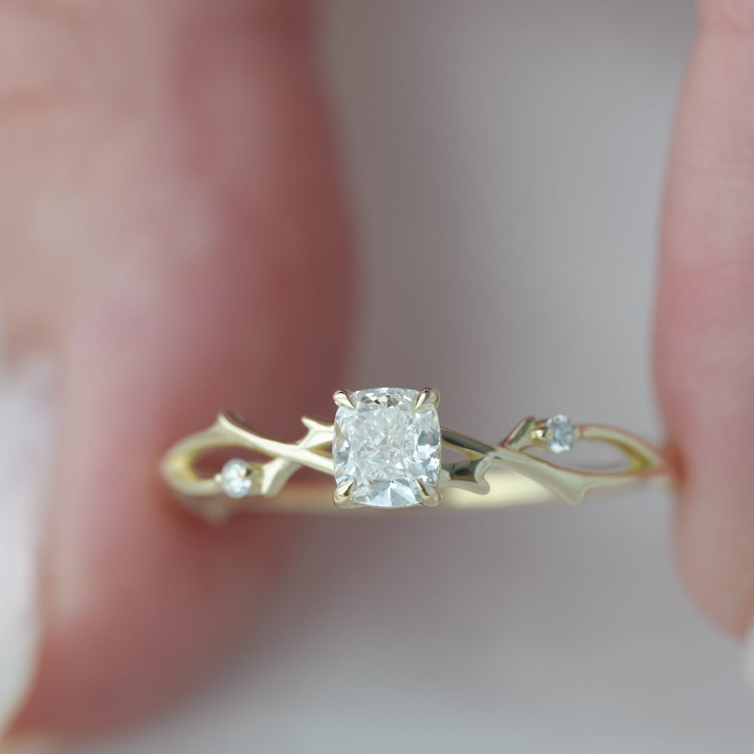 The Twig Set With A 2 Carat Elongated Cushion Lab Diamond